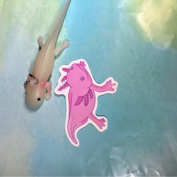 HungryLotl Axolotl Crazy Trending WaterProof Single Decor Accent Sticker - Picture 2 of 4